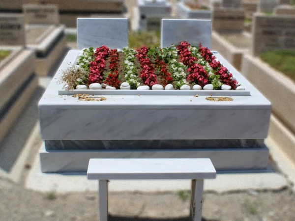 Beyaz marmara mermer çift kişilik çift kat mezar Ankara