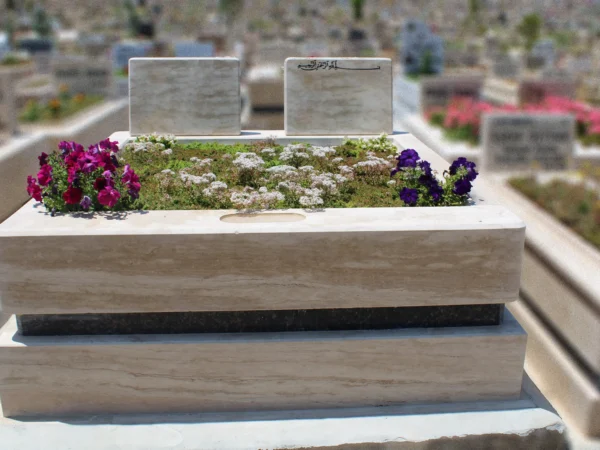 Ankara traverten çift kişilik blok mezar modeli