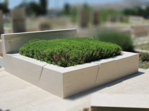 Şık Traverten Çift Kişilik Blok Mezar