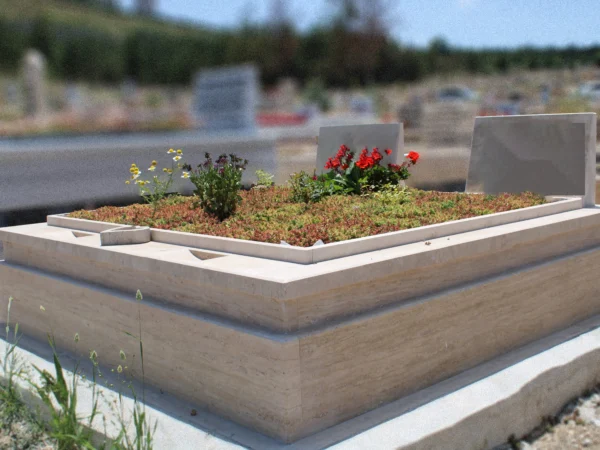 Ankara traverten 2 kişilik tek kat mezar modeli mezar yapımı