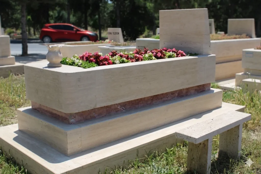 Ankara traverten mezar yapımı ve tek kişilik model