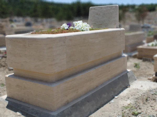 Ankara traverten tek kişilik blok mezar modeli modern tasarım