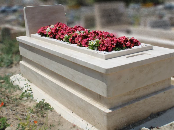 Ankara modern traverten tek kişilik çift katlı mezar modeli